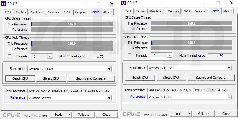 a6-9220e-vs-a4-9125-cpu-z-benchmark