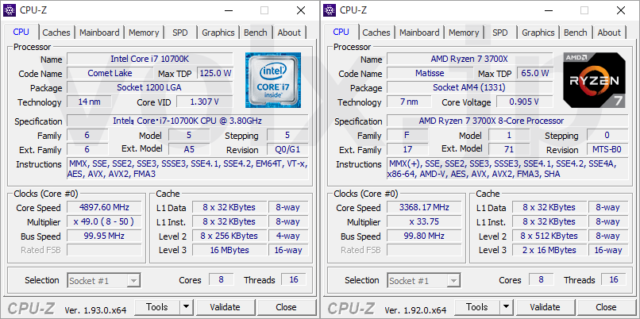 Сравнение процессоров i7 10700k и ryzen 3700x