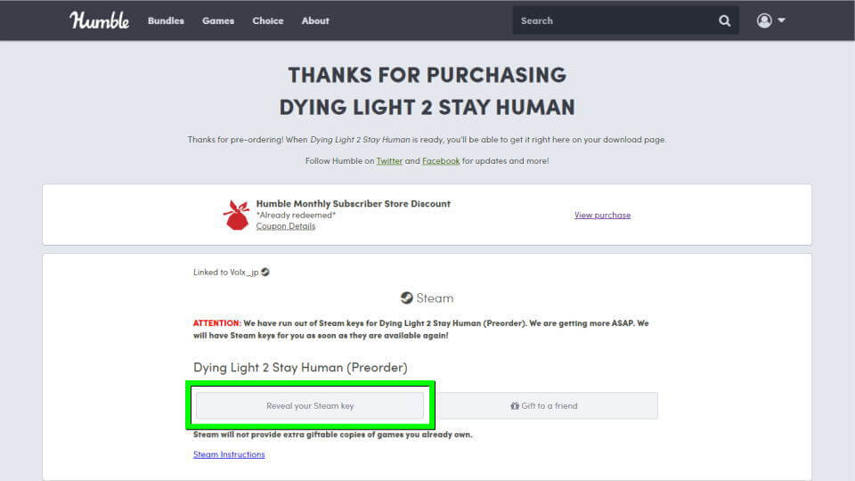 Dying Light 2 Stay Humanの製品コードを確認する方法-3