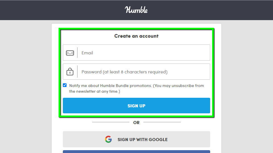 Humble Bundleで会員登録する方法-2
