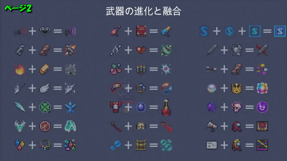 進化武器の組み合わせ早見表:ページ2