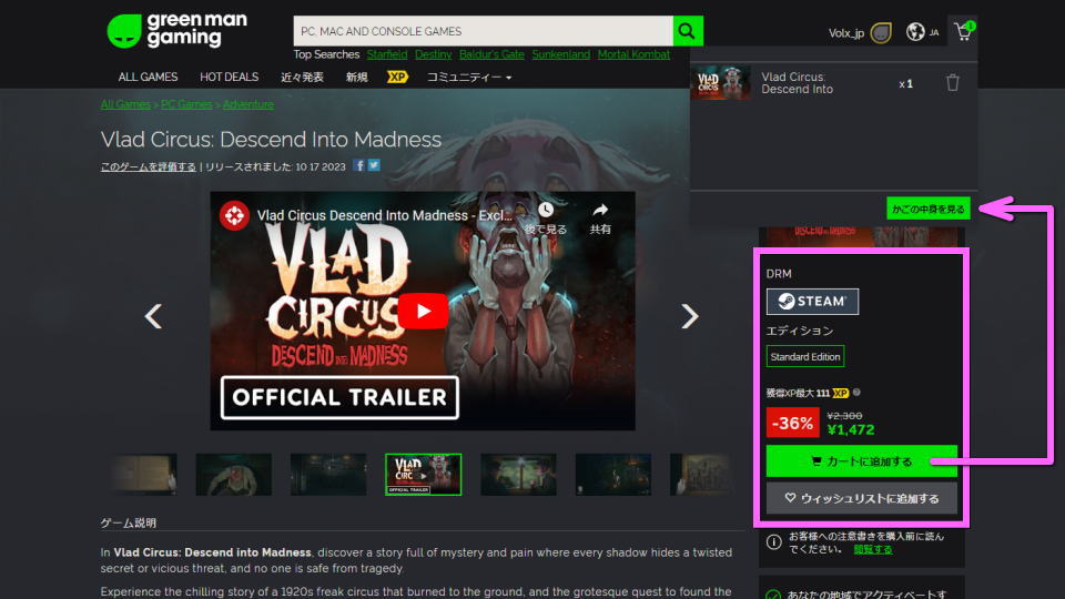 Vlad Circus: Descend Into Madnessを安く買う方法-4