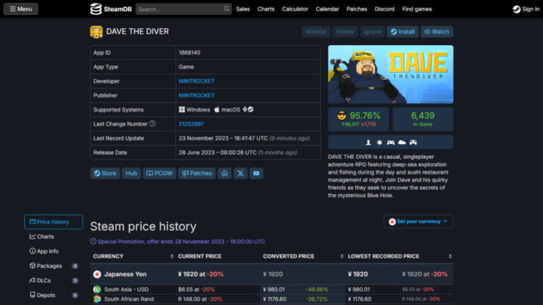 【DAVE THE DIVER】安く買う方法【価格比較】 - Raison Detre - ゲームやスマホの情報サイト