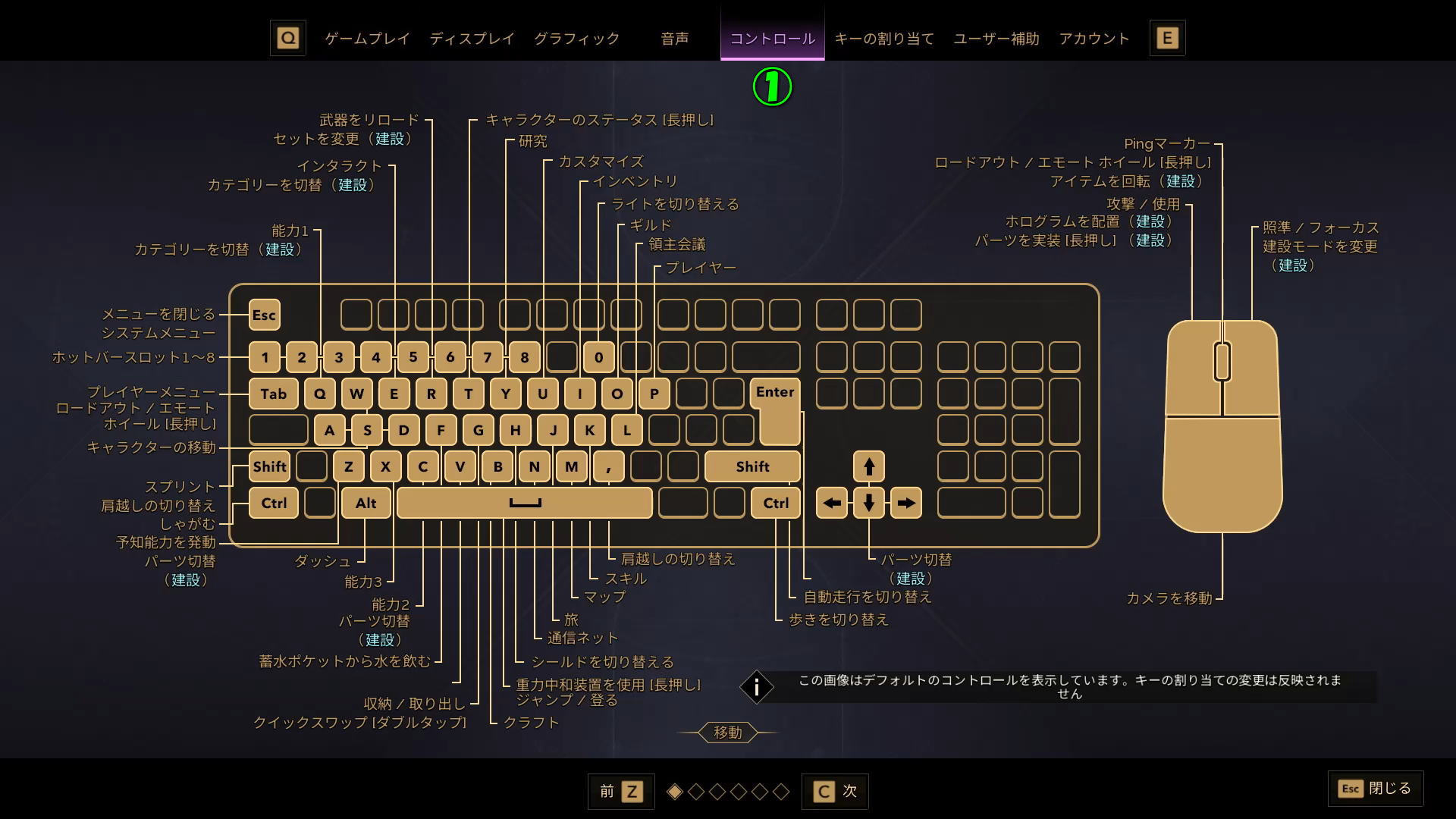 Dune: Awakeningのキーボード設定
