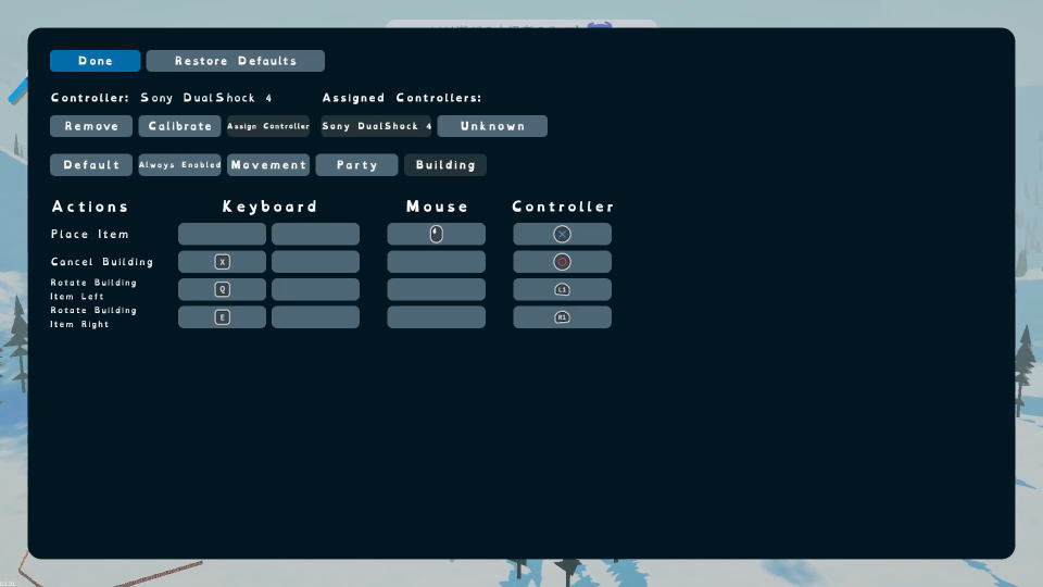Sledding Gameのキーボード設定