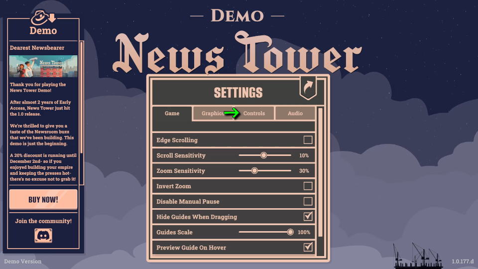 News Towerの操作を確認する方法