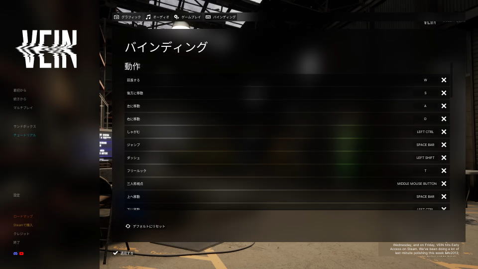 VEINのキーボード設定