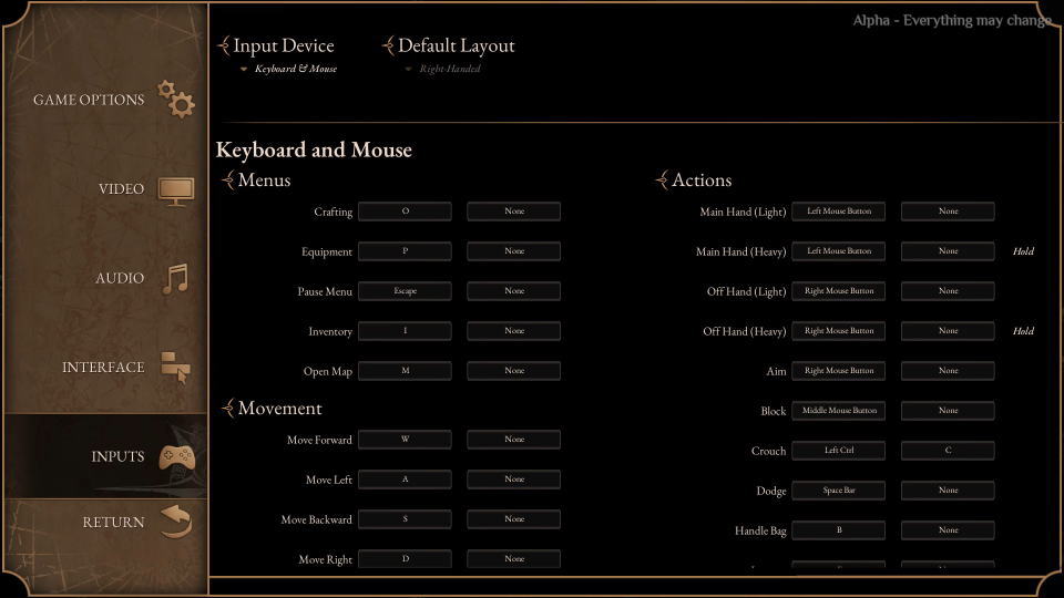Outward 2のキーボード設定