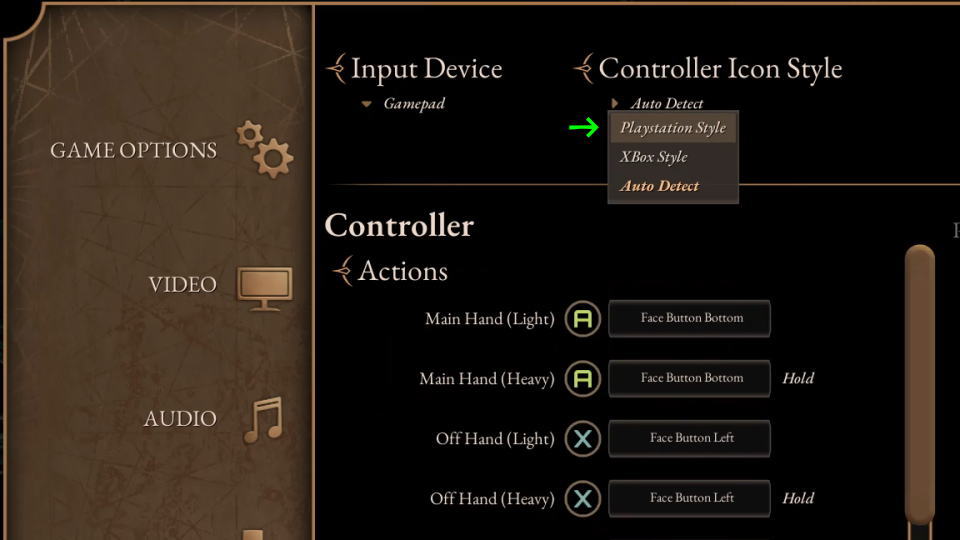 コントローラーアイコンの変更方法