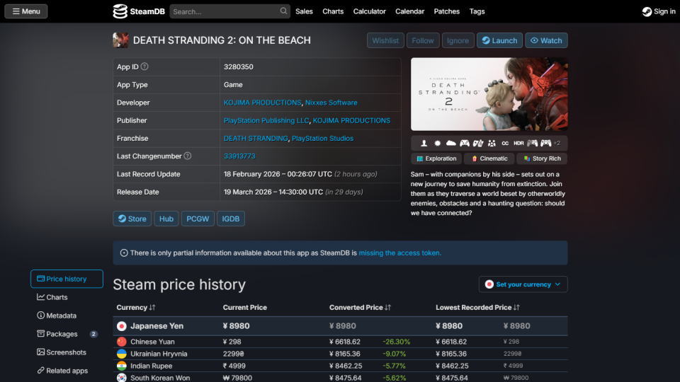 DEATH STRANDING 2の価格比較