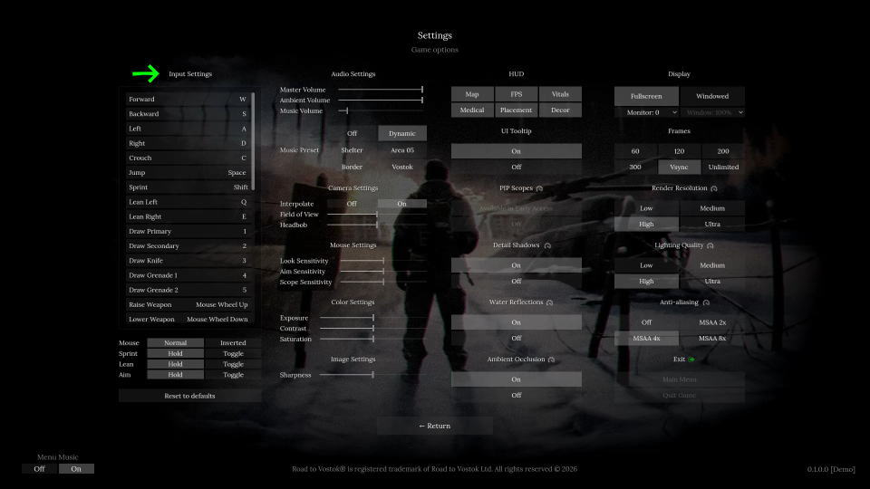 Road to Vostokの操作を確認する方法-2