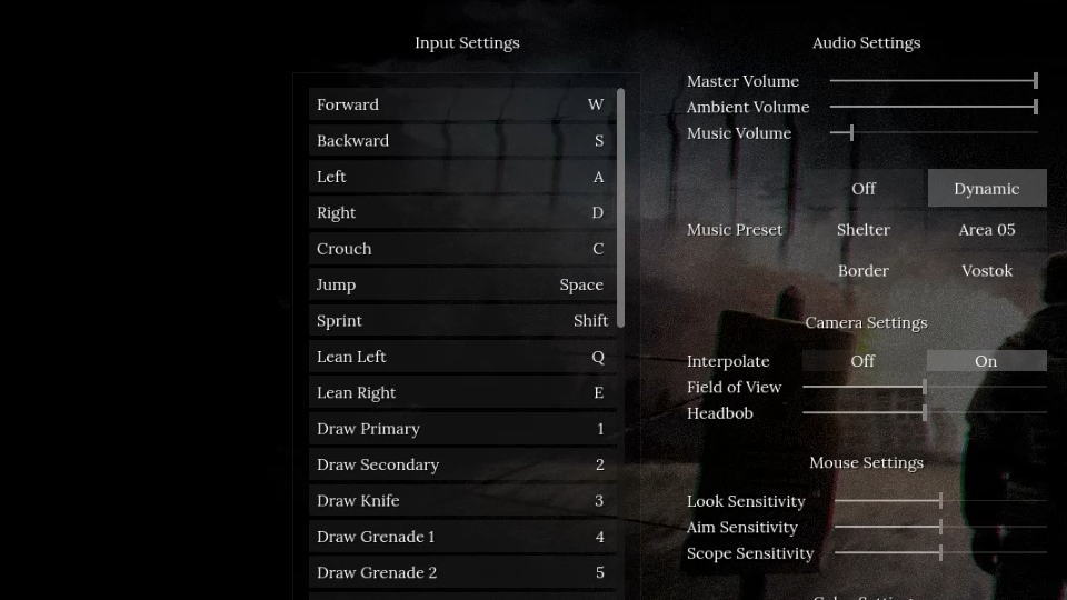 Road to Vostokのキーボード設定