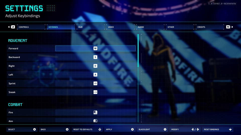 Blindfireのキーボード設定