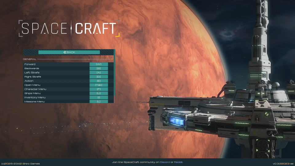 SpaceCraftのキーボード設定