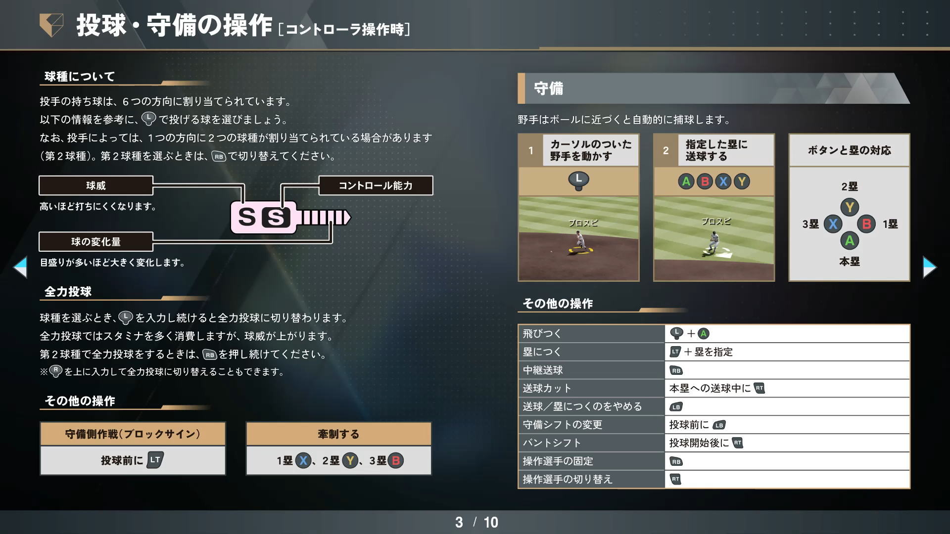 eBaseball PRO SPIRITの操作方法(コントローラー)-2