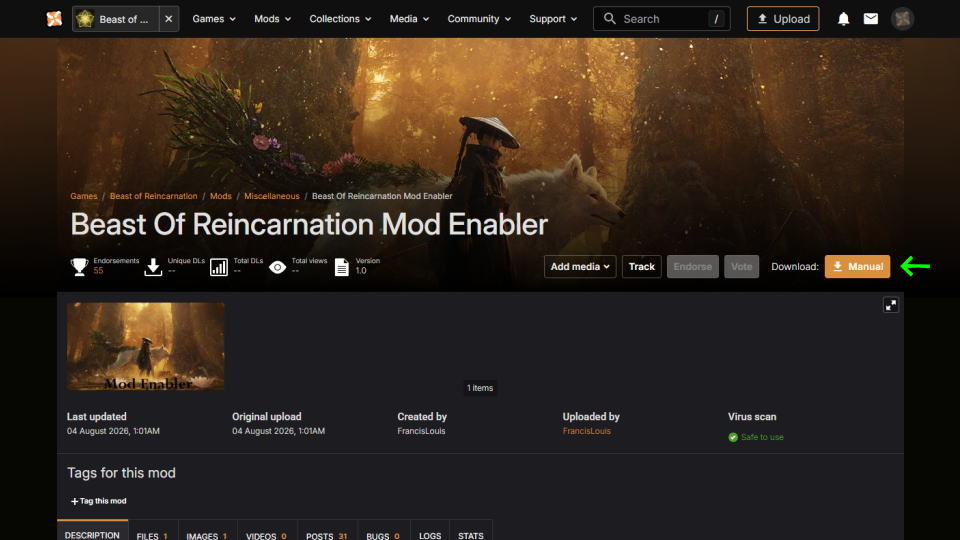 前提MODのダウンロード