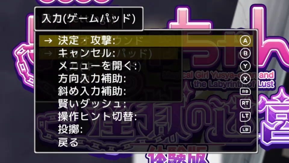 魔法少女ゆーしゃちゃんと淫獄の迷宮のコントローラー設定